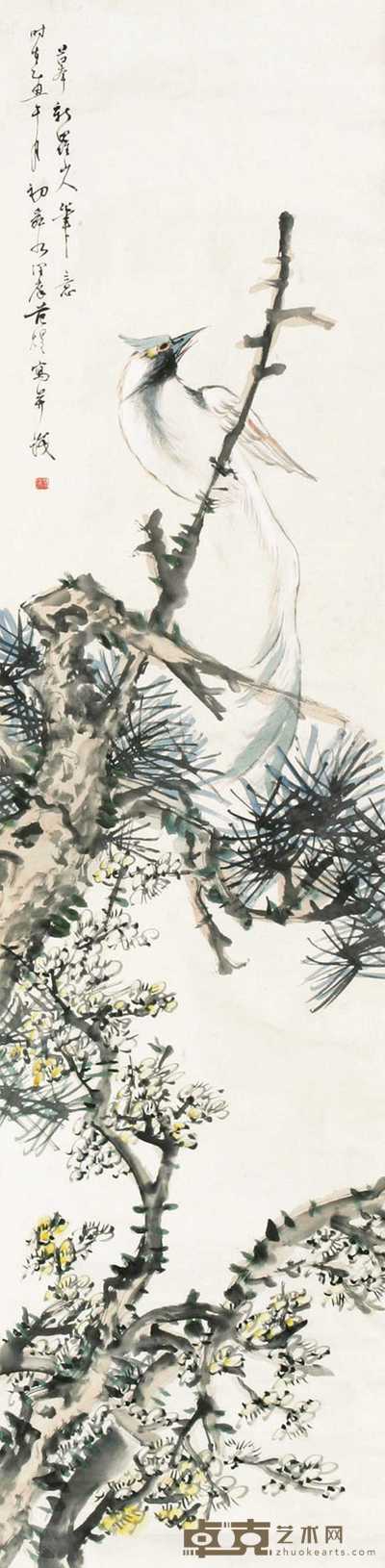 范煜 花鸟 四屏 130×32cm×4